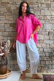 Pia Pillow Cotton Embroidered Tile Classic Shirt Hot Pink